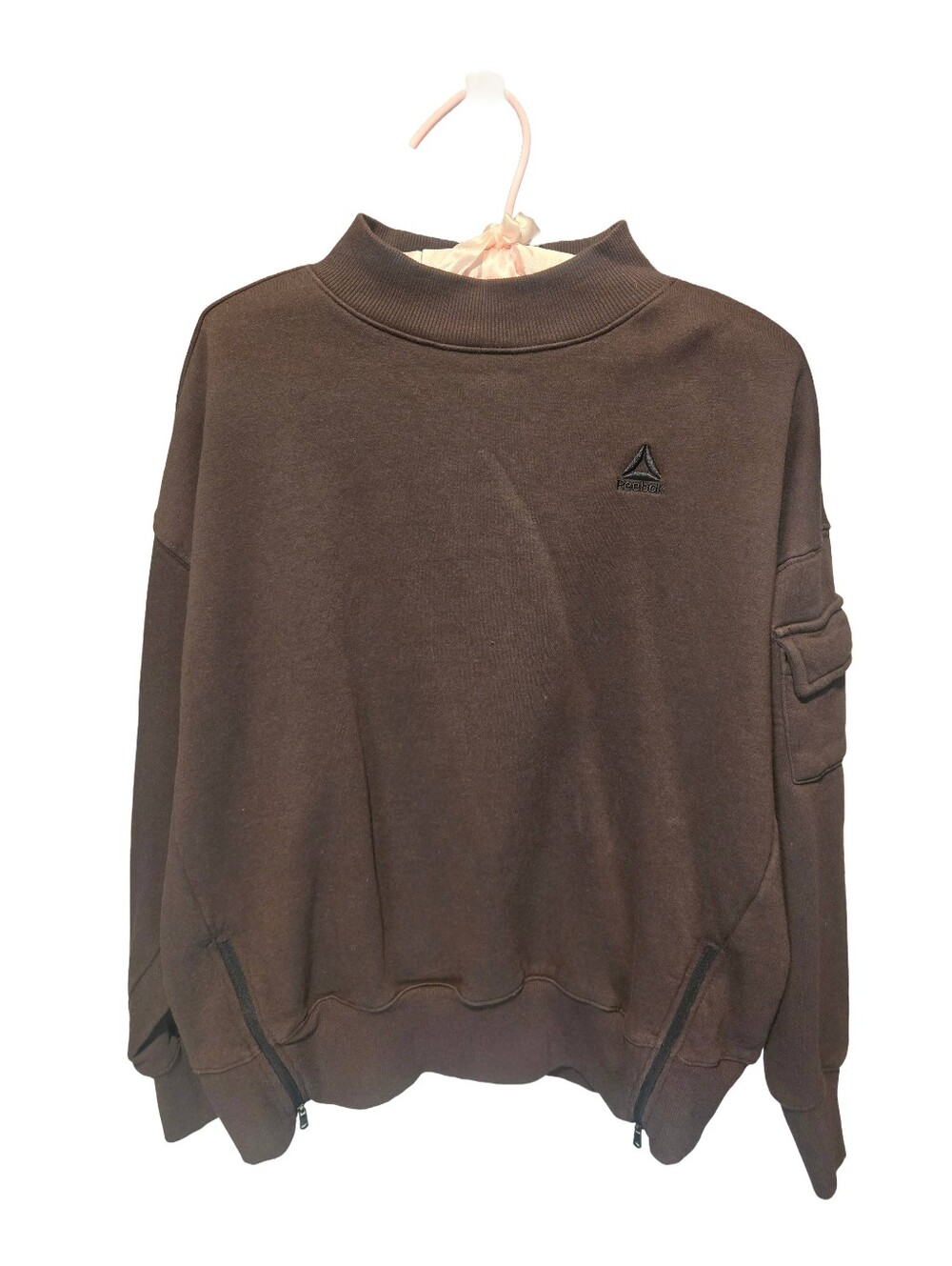Reebok Brown Cowl-Neck Pullover Sweater, Size Small